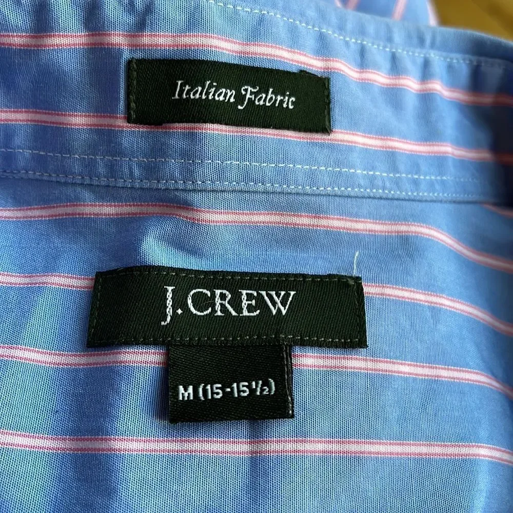 J. Crew Italian fabric blue/pink stripe button down shirt. Med (15-15 1/2)